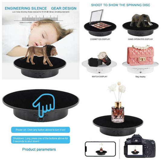 Motorized Rotating Display Stand 360 Turntable Velvet Top