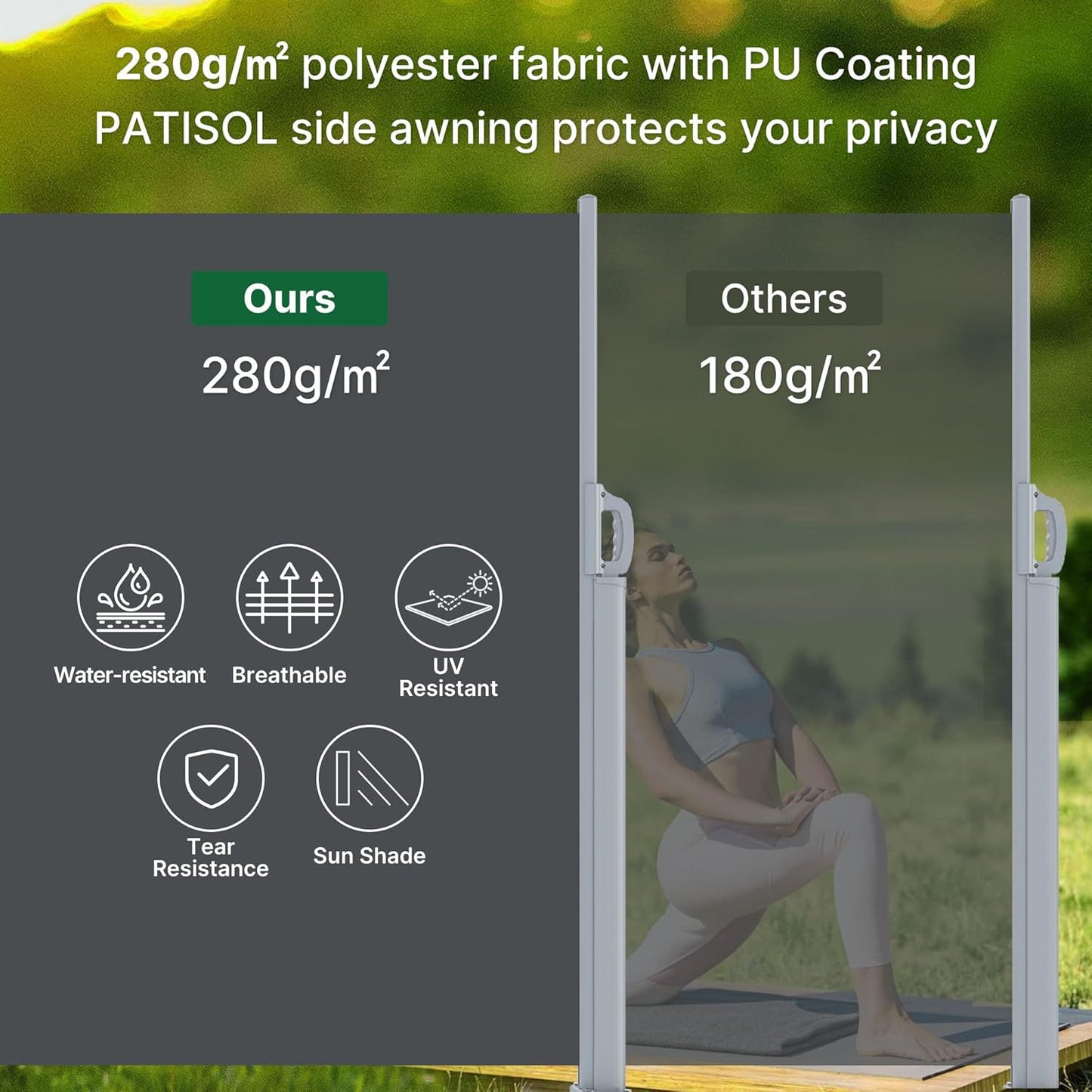 Retractable Side Awning Privacy Screen For Outdoor Spaces