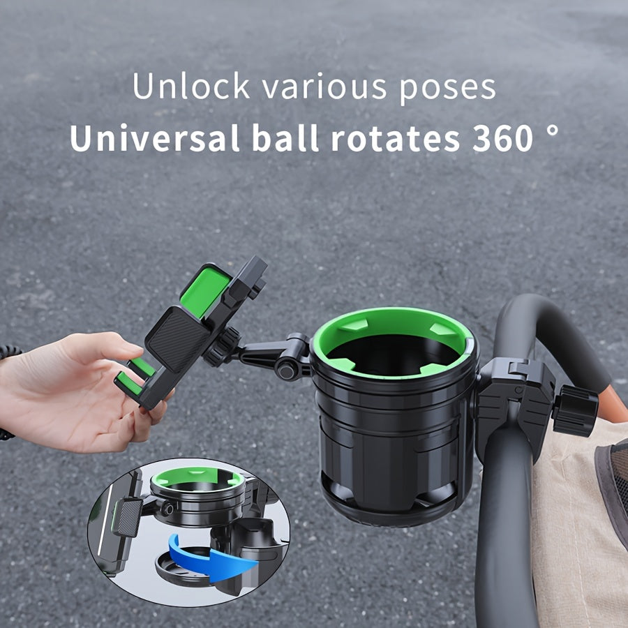 Three In One Stroller Cup Holder With Phone Mount ABS