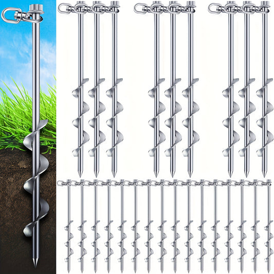 Heavy Duty Iron Ground Anchors Spiral Screw In For Camping