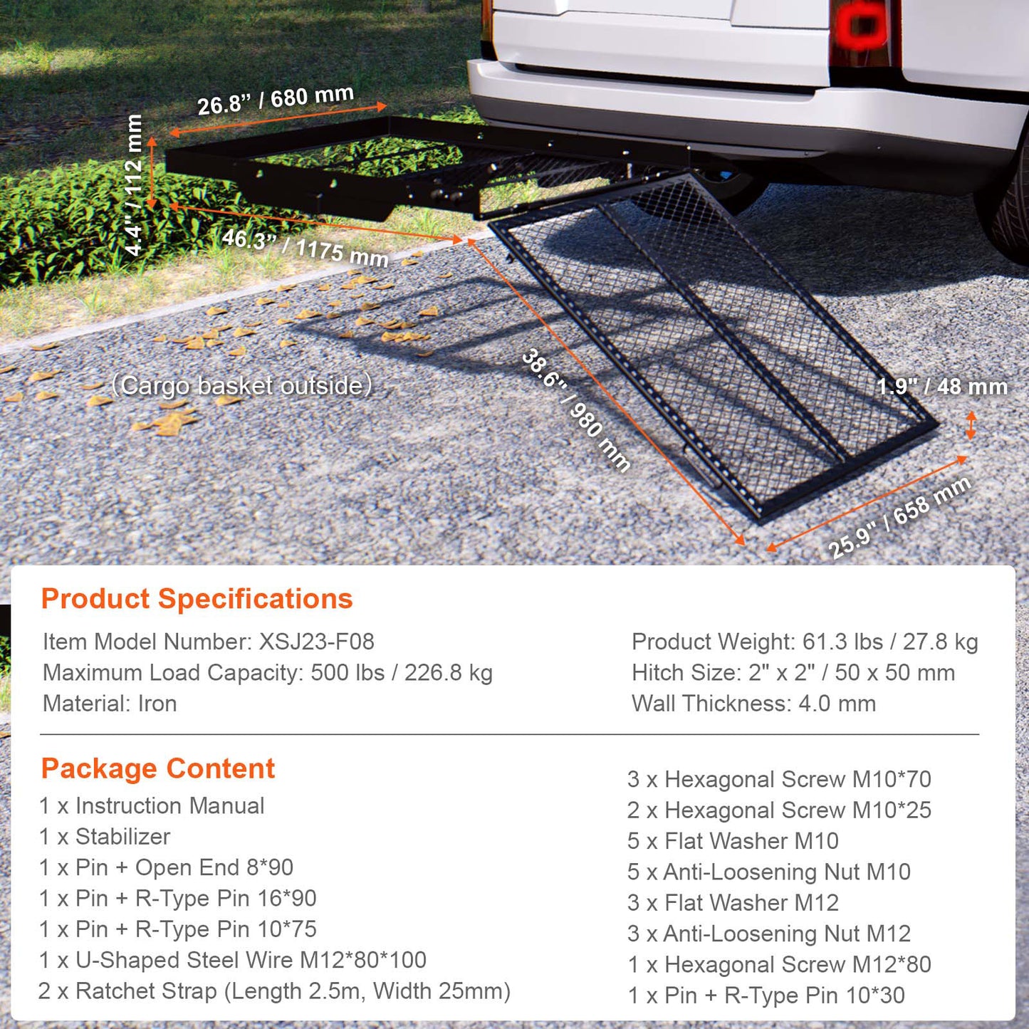 VEVOR Hitch Mount Cargo Carrier for Mobility Scooters and Wheelchairs