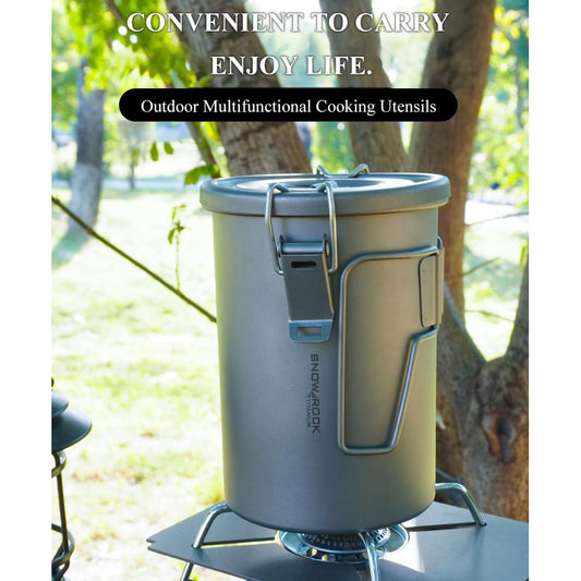 Lightweight Titanium Camping Pot with Folding Handle for Outdoor Cooking