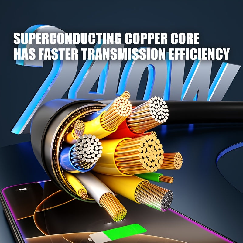 240W Fast Charging USB C Cable With Real Time Display