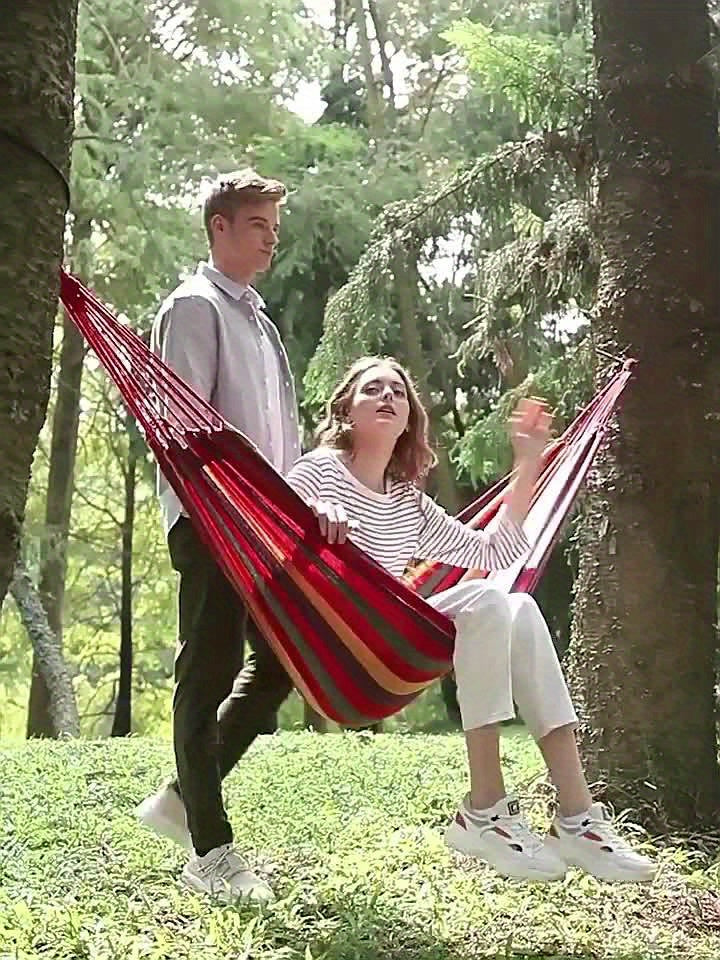 Outdoor Double Cotton Hammock With Travel Bag Portable For Camping