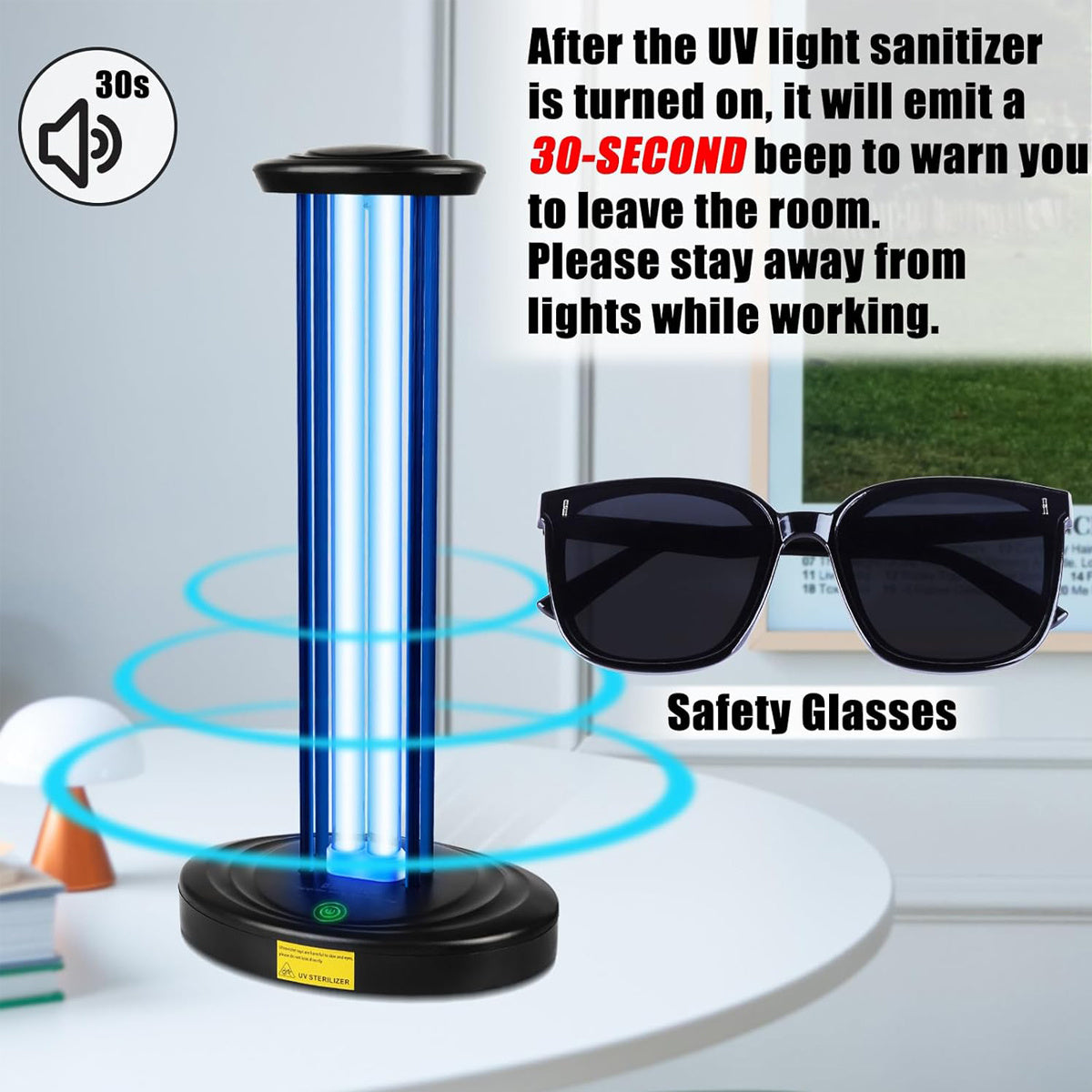 UV Disinfection Lamp With 3 Speed Timed Remote For Home