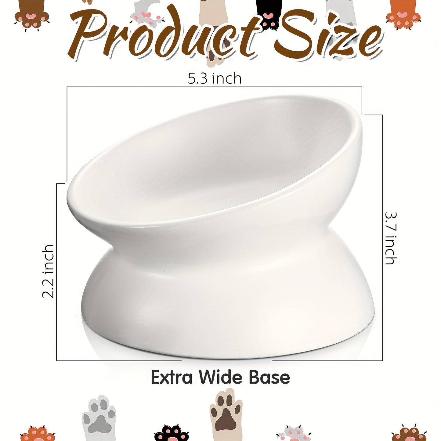Ceramic Elevated Cat Bowls Tilted Backflow Dishwasher Safe