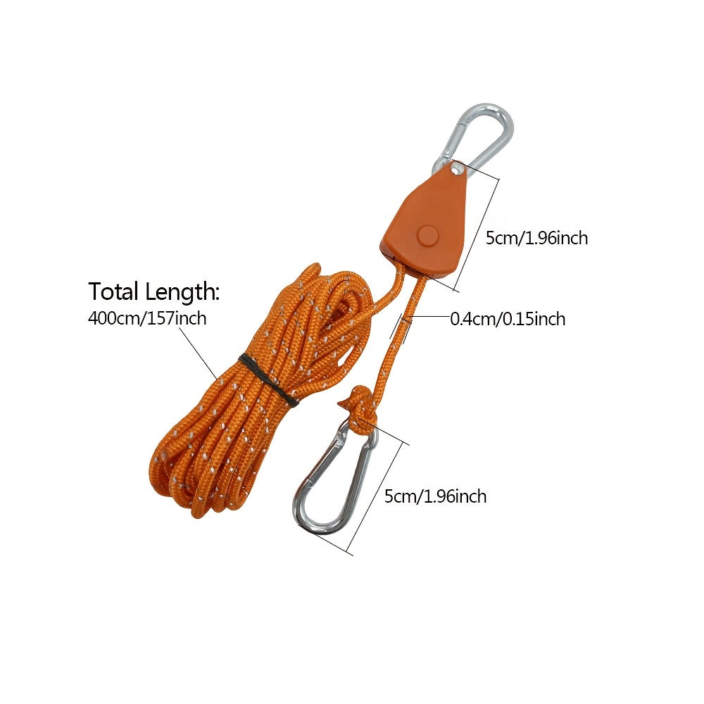 Metal Pulley Rope Set For Camping Tent Tie Adjustable Buckle