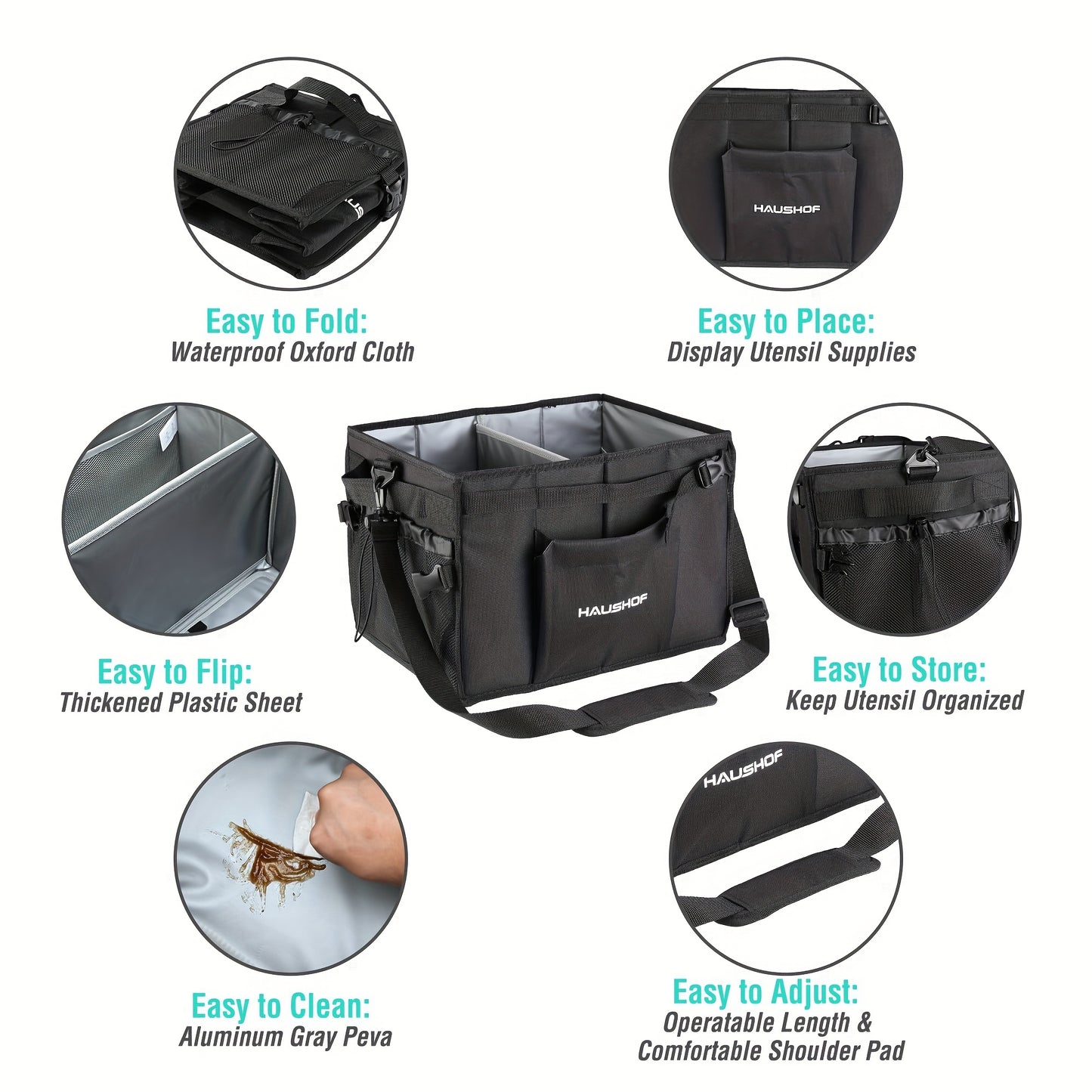 Haushof Foldable Grill Picnic Caddy for Outdoor Cooking