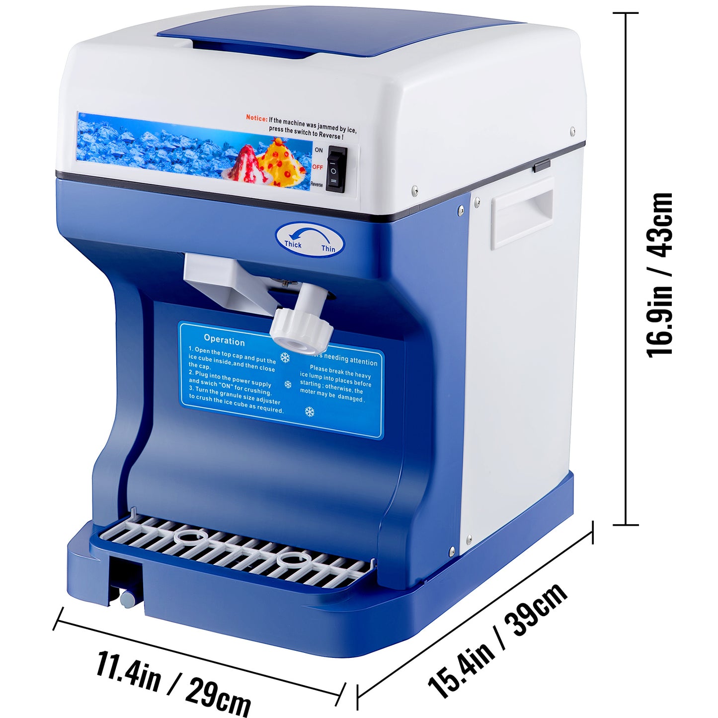 110V Electric Ice Shaver Tabletop With Adjustable Texture