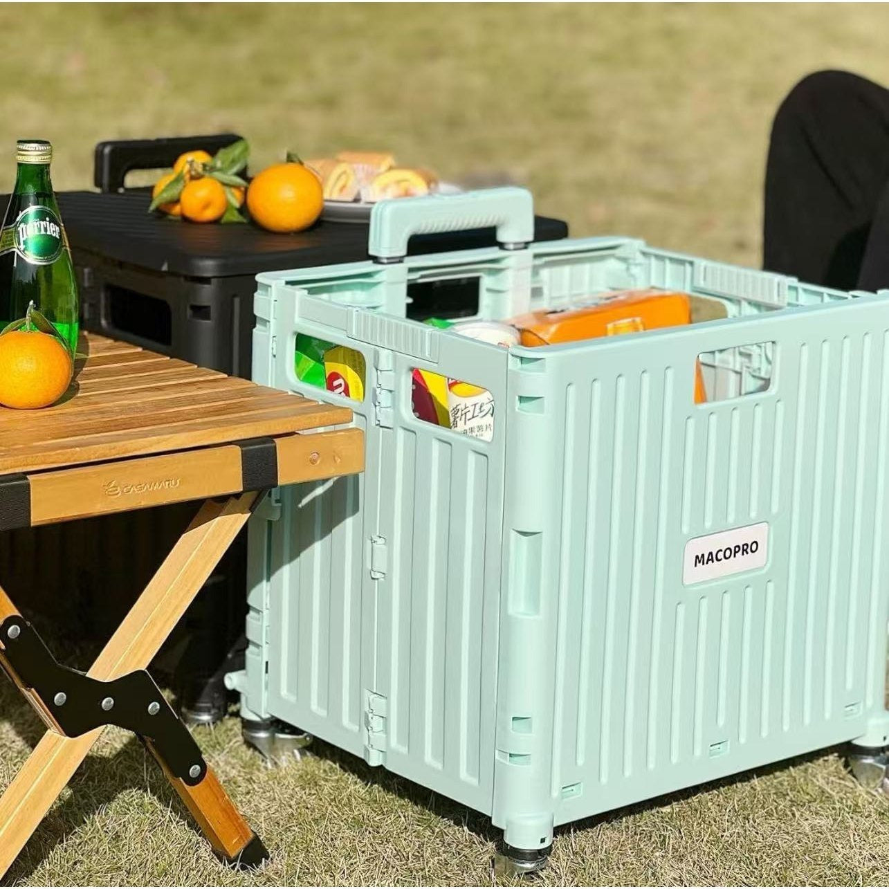Foldable Rolling Cart With Telescopic Handle And Wheels