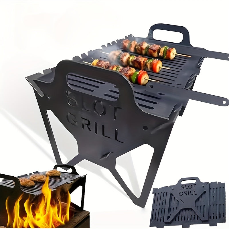 Portable Foldable Grill With Non Slip Skewers For Camping