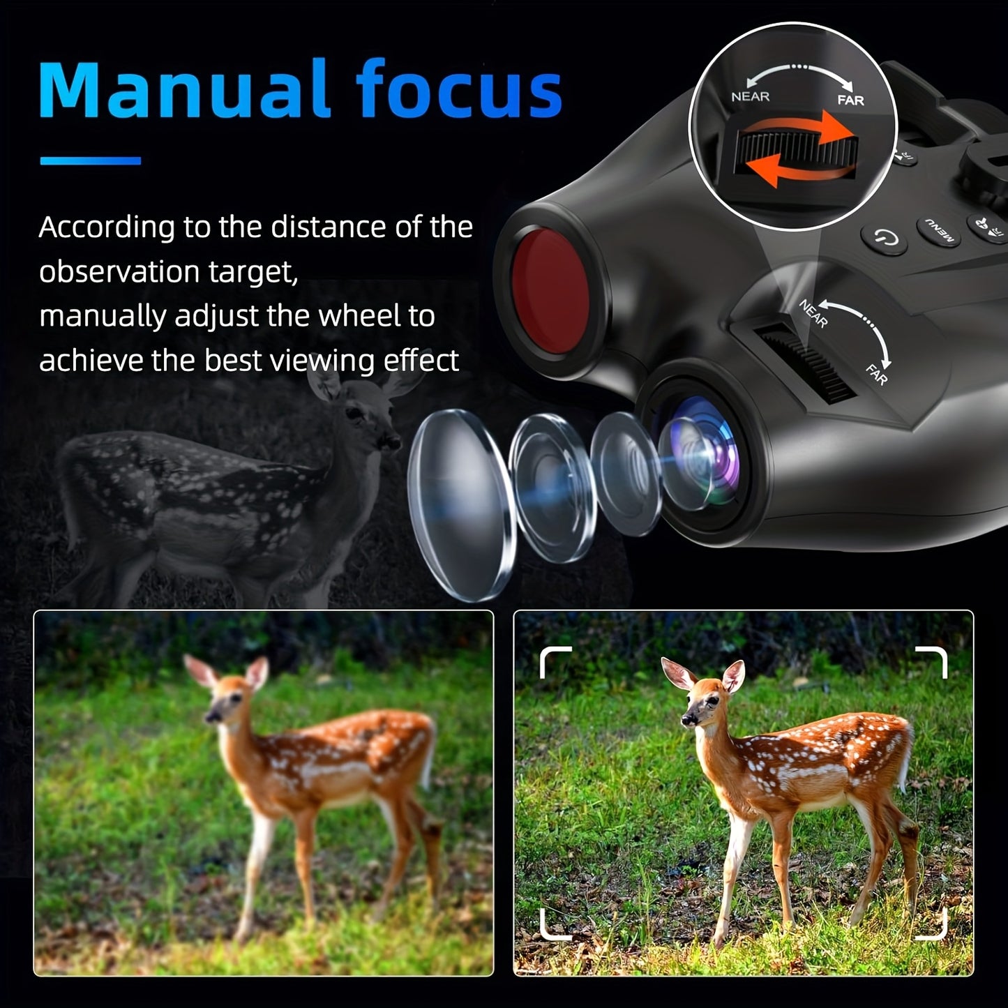 Night Vision Binoculars Head Mounted Infrared HD Display