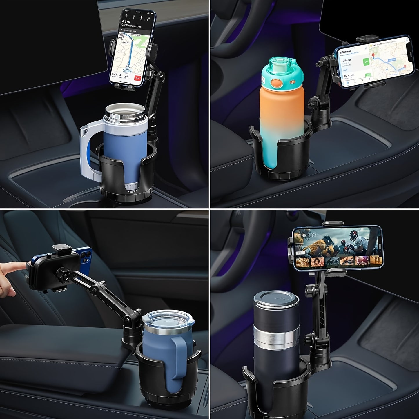 YWOR Waterproof 2-in-1 Car Cup Phone Mount with Adjustable Base