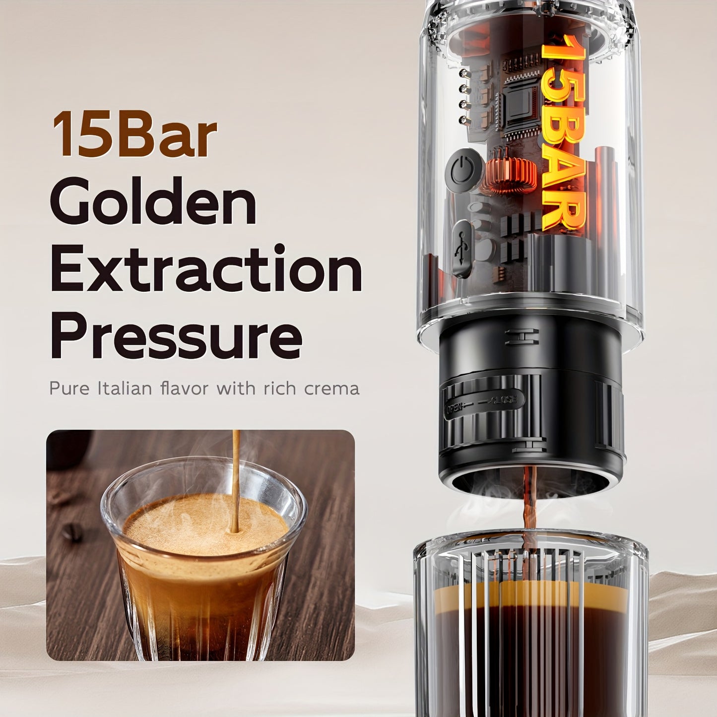 Portable Electric Espresso Machine With One Touch Operation