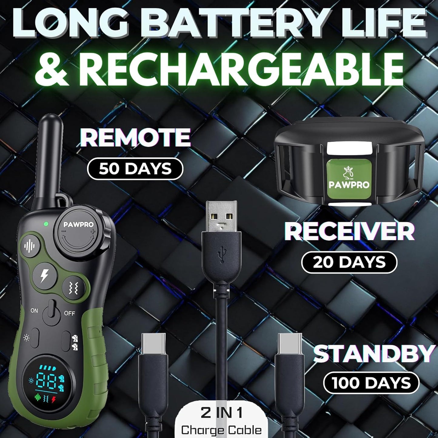 Long Range Dog Training Collar With Remote And Night Light