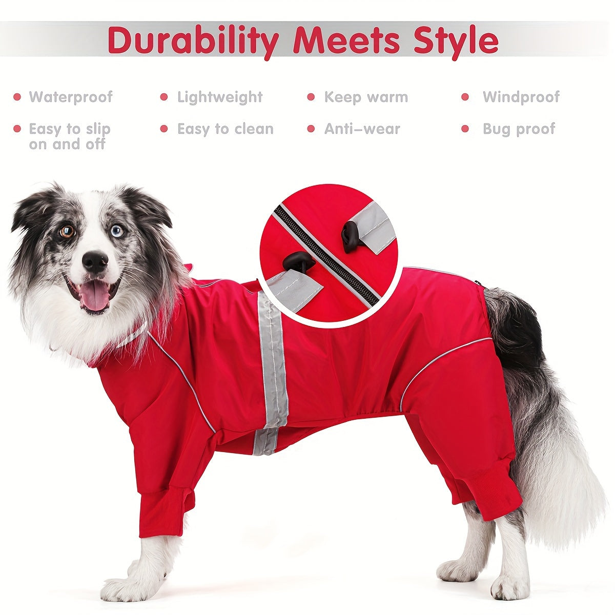 All Season Dog Raincoat Windproof Waterproof Pullover