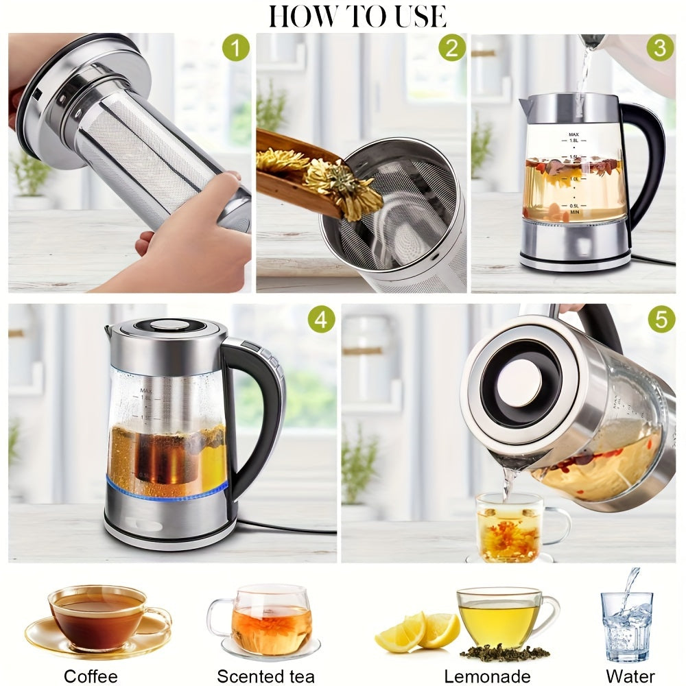 Electric Glass Kettle 12 Temperature Controls Keep Warm