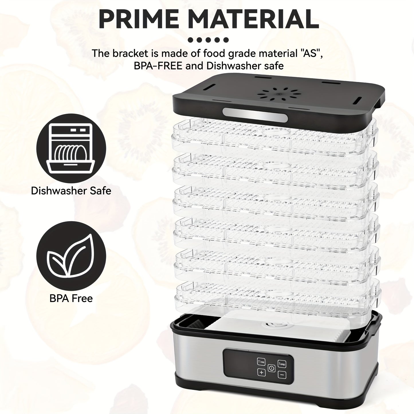 Food Dehydrator With Digital Timer Thermostat In Heavy Duty Stainless