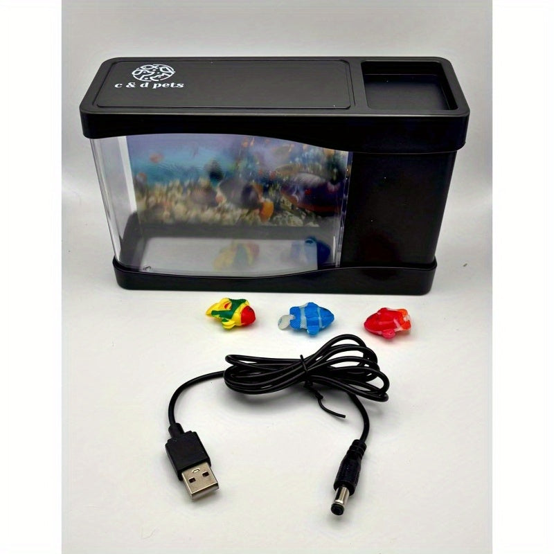 Cute Mini Fish Tank With Moving Artificial Fish Aquarium