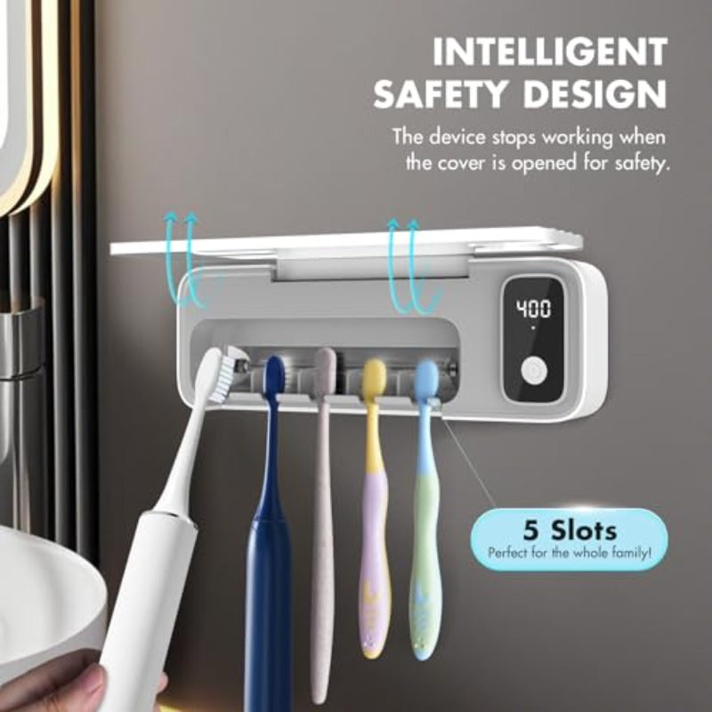 Cordless Smart Toothbrush Holder UV Disinfection System
