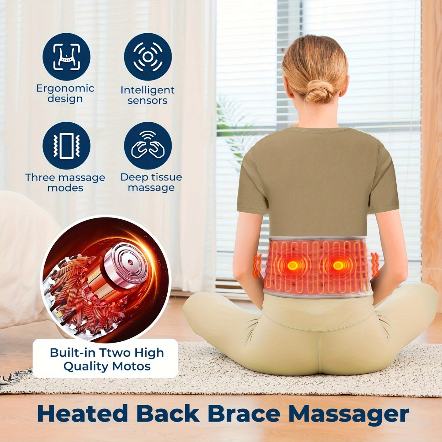 Cordless Portable Inflatable Waist Belt 5000mAh Battery And Back Massage