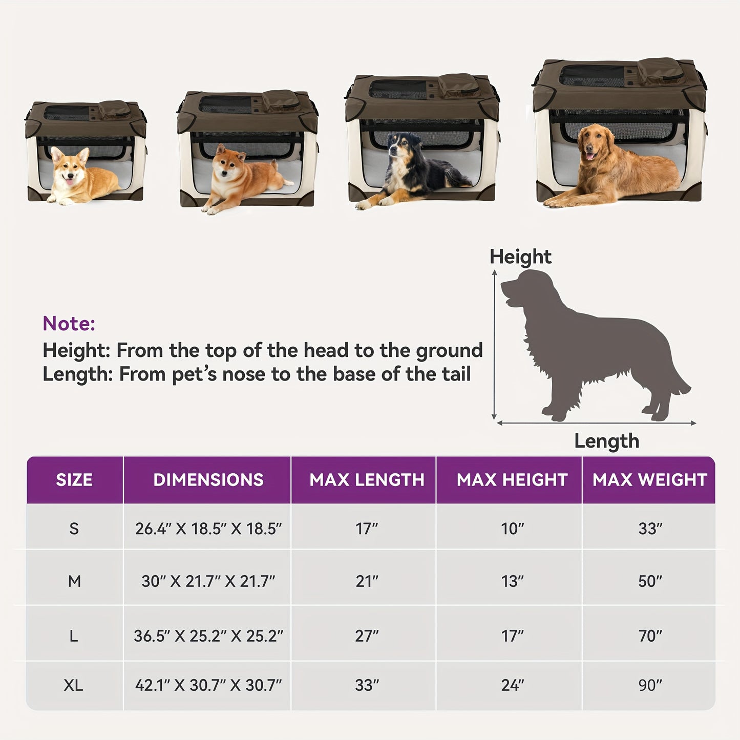 Four Door Folding Collapsible Dog Crate With Mesh Kennel