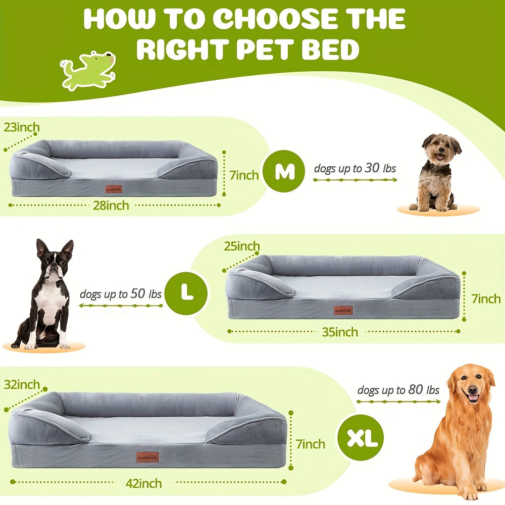 Chew Proof Memory Foam Dog Bed With Anxiety Relief Bolster