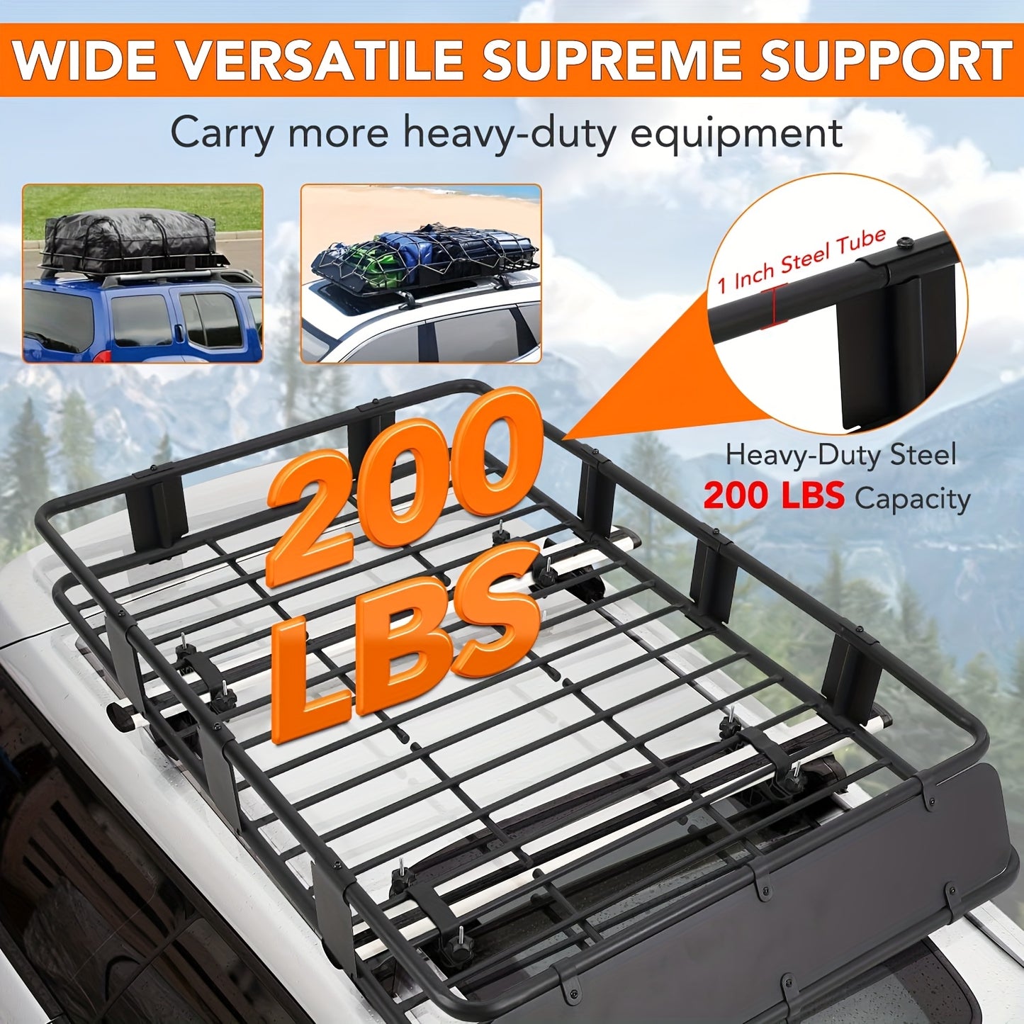 Rooftop Cargo Basket Universal Steel Roof Rack Carrier SUV