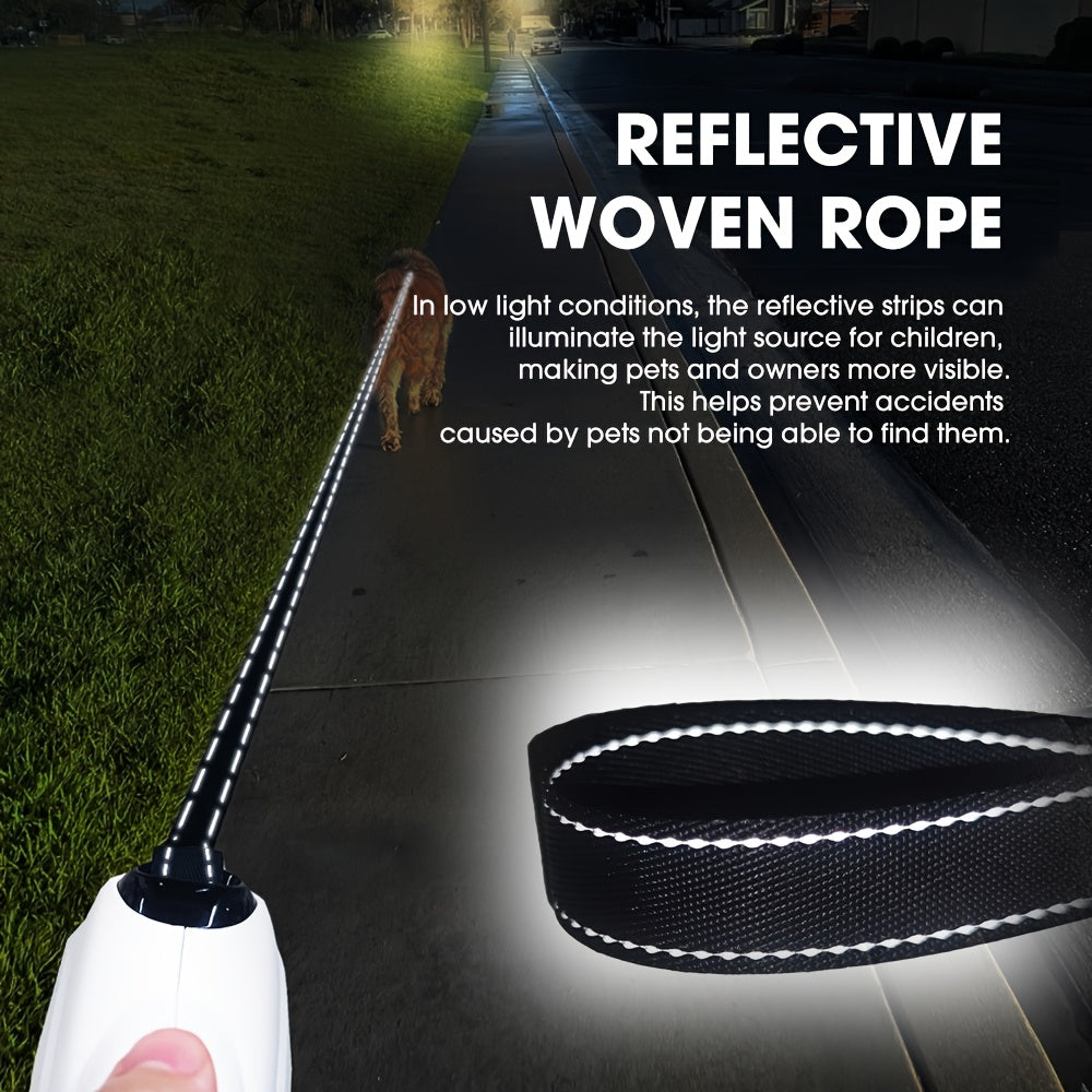 Retractable Dog Leash With Reflective Strips And One Button