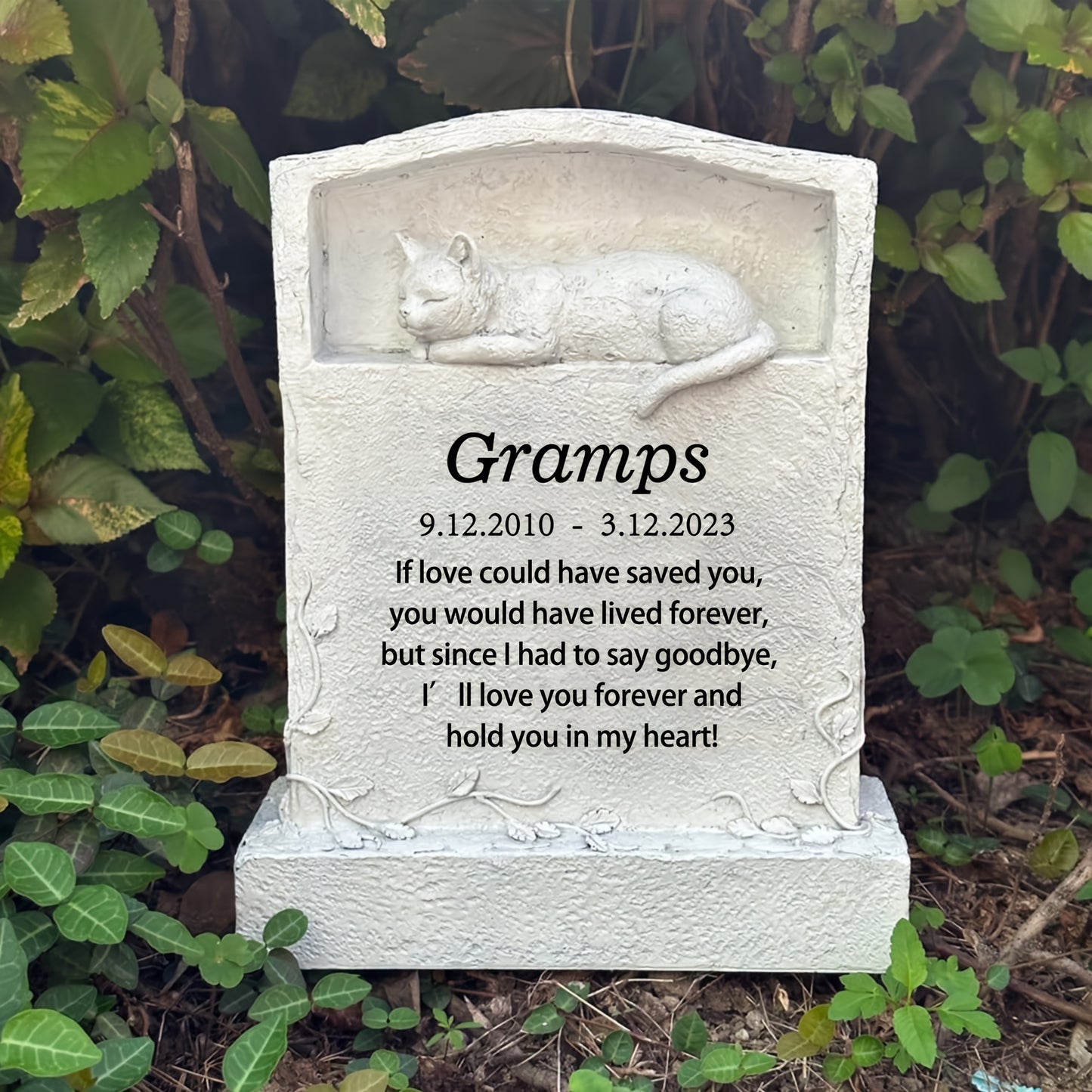 Personalized Upright Cat Memorial Stone Engraved Marker
