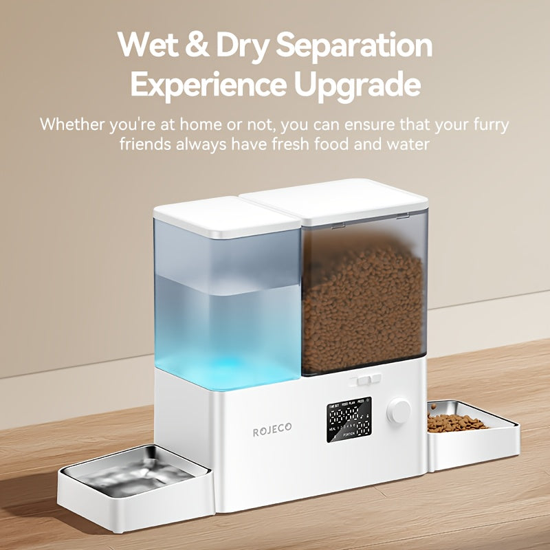 ROJECO Automatic Pet Feeder and Water Fountain for Dogs Cats