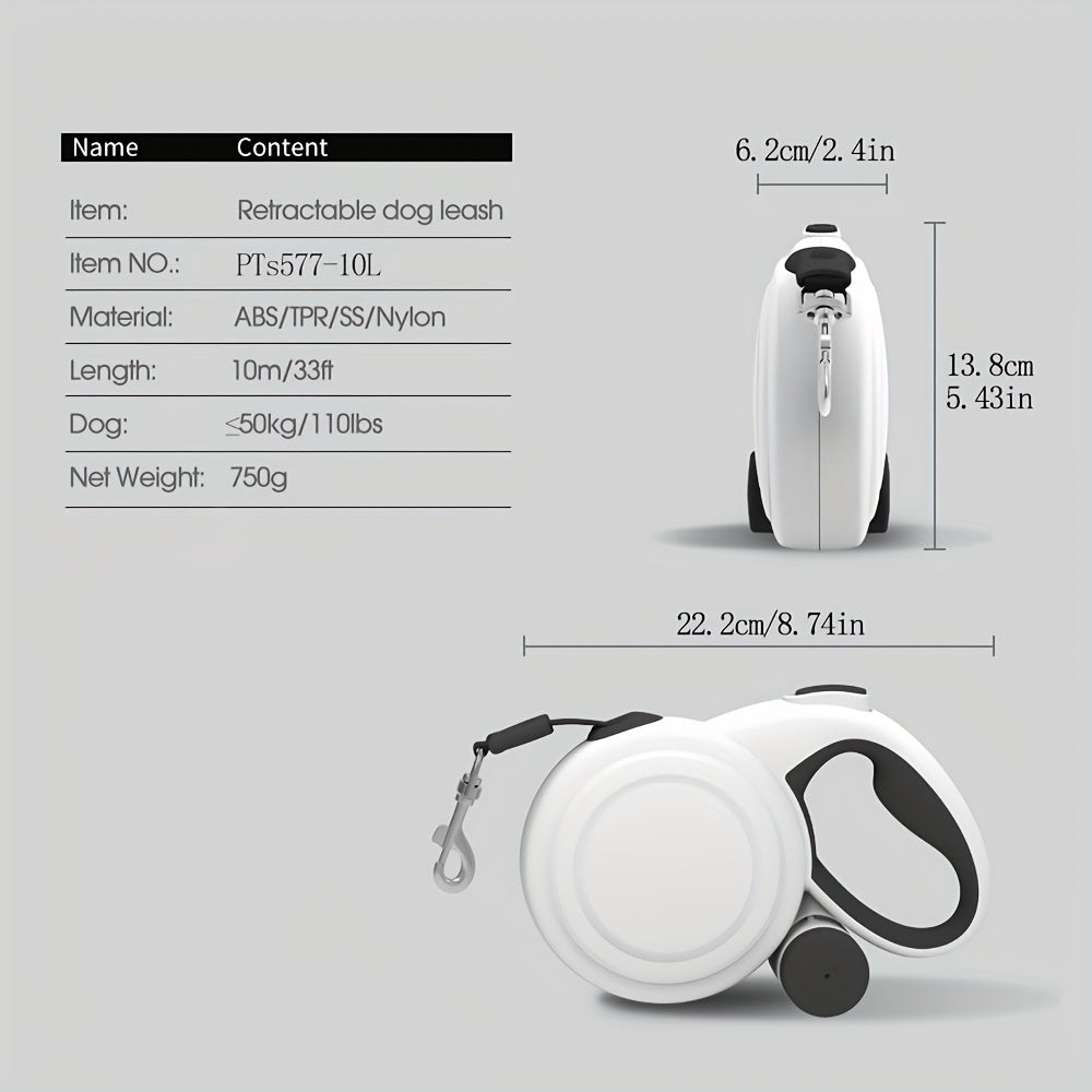 Retractable Dog Leash With Reflective Strips And One Button