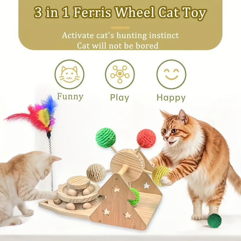 Versatile Interactive Cat Toy Set With Ferris Wheel
