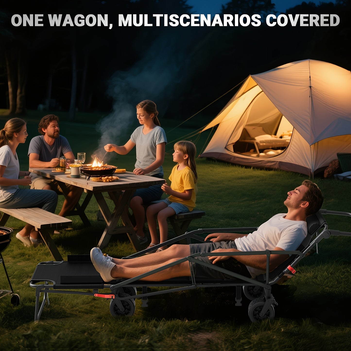 Two In One Folding Wagon Beach Chair All Terrain Grocery