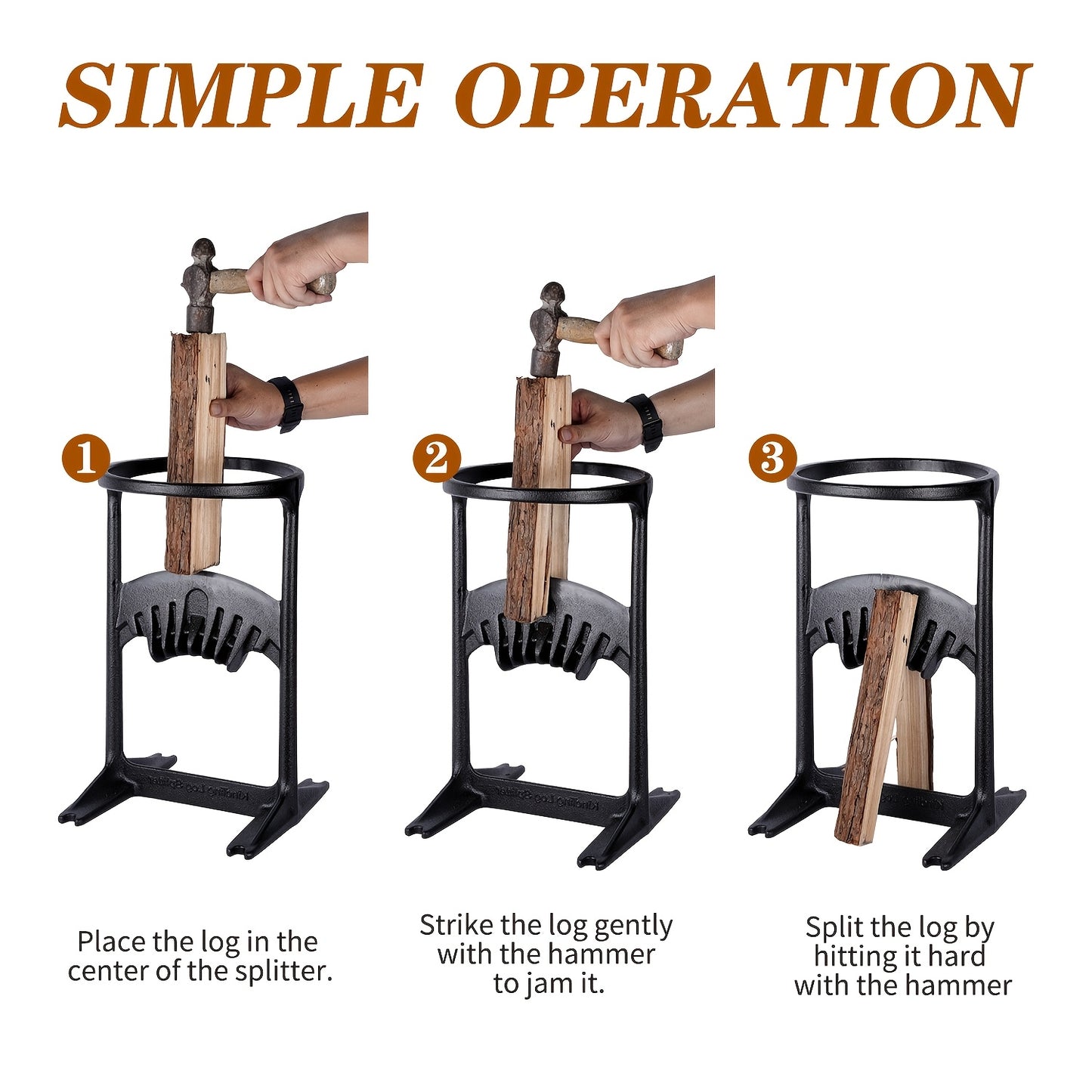 Heavy Duty Cast Iron Kindling Log Splitter for Easy Firewood Preparation