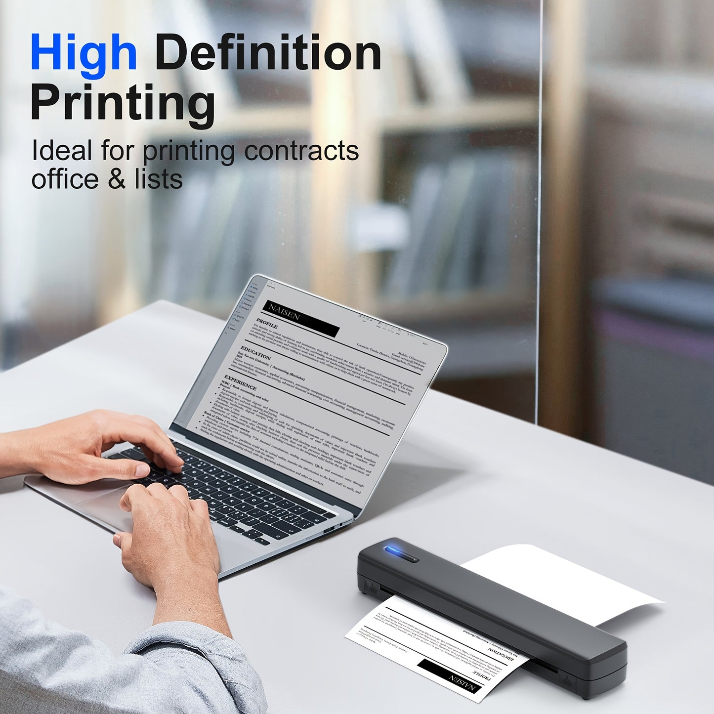 Portable Inkless Thermal Printer For Wireless Mobile Print