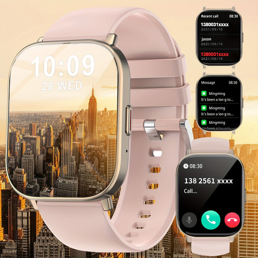 Elegant Pink Silicone Smartwatch With Touch Screen And Notifications