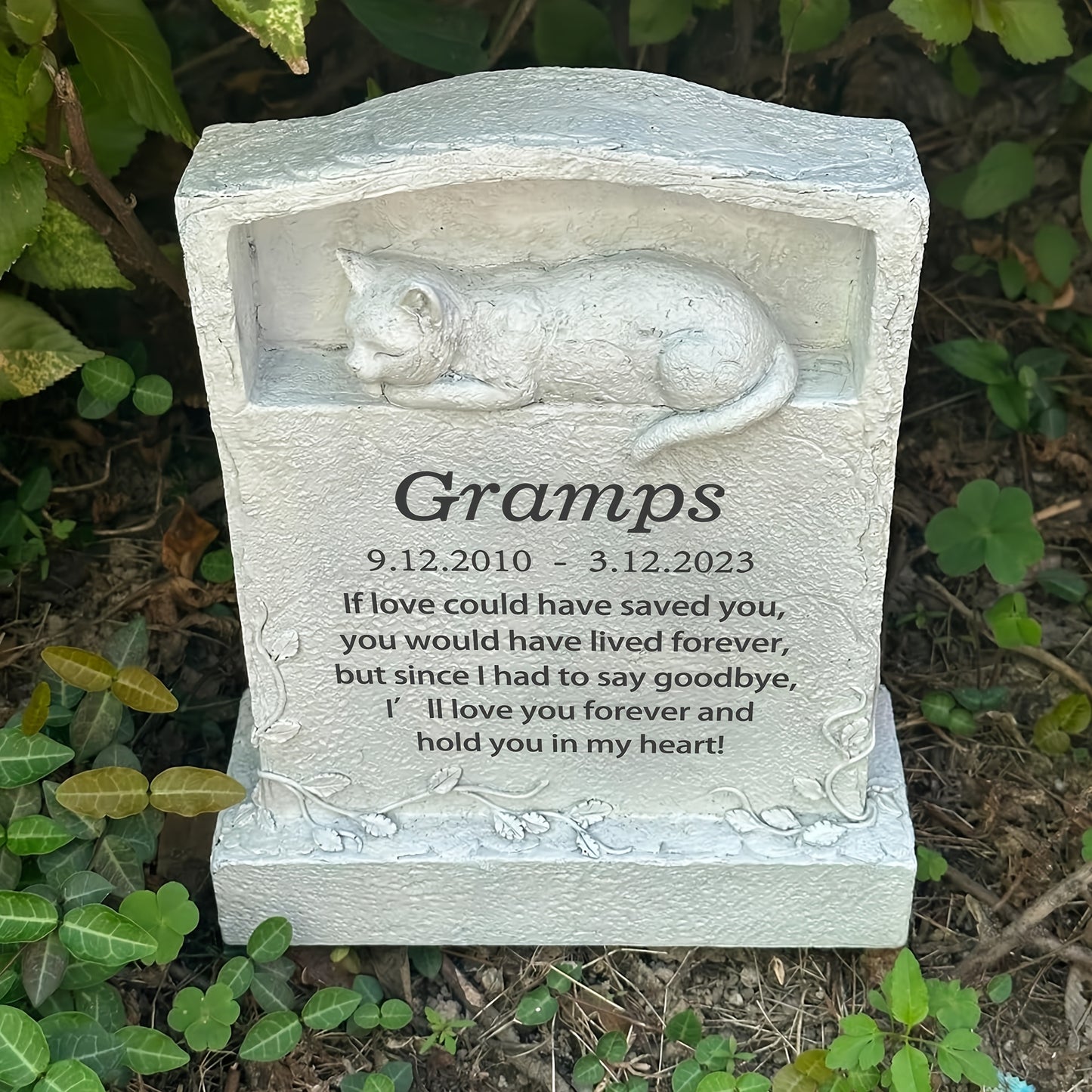 Personalized Upright Cat Memorial Stone Engraved Marker