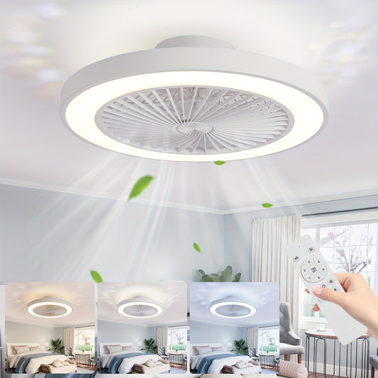 Sleek Flush Mount Ceiling Fan with LED Light and Remote