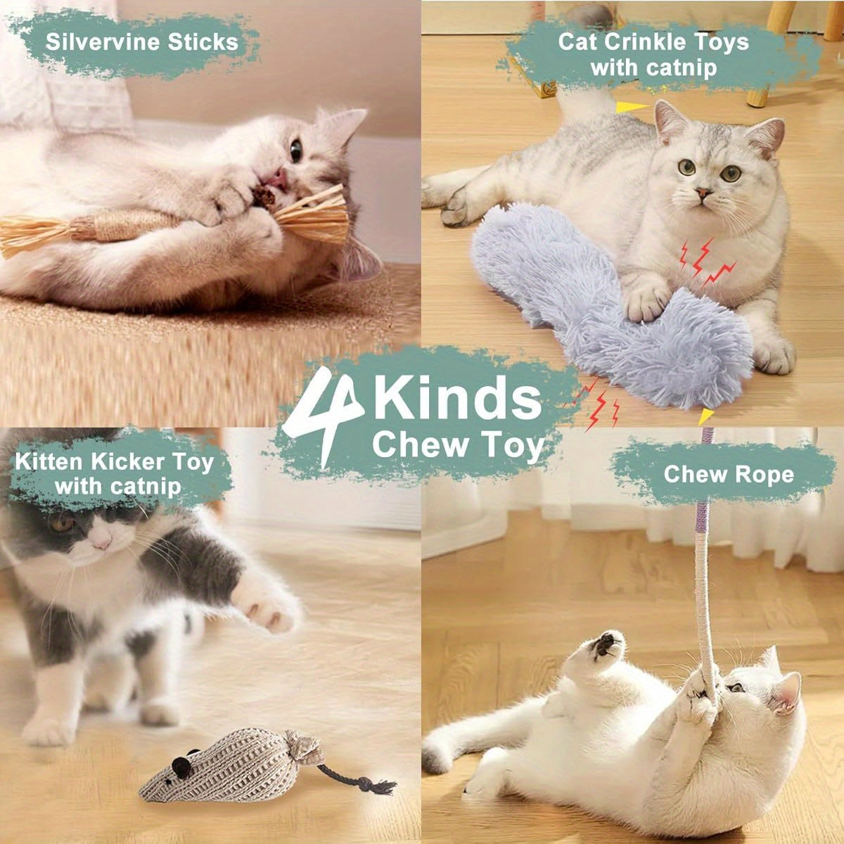 7 In 1 Hyperstimulating Cat Toy Set With Suction Cup