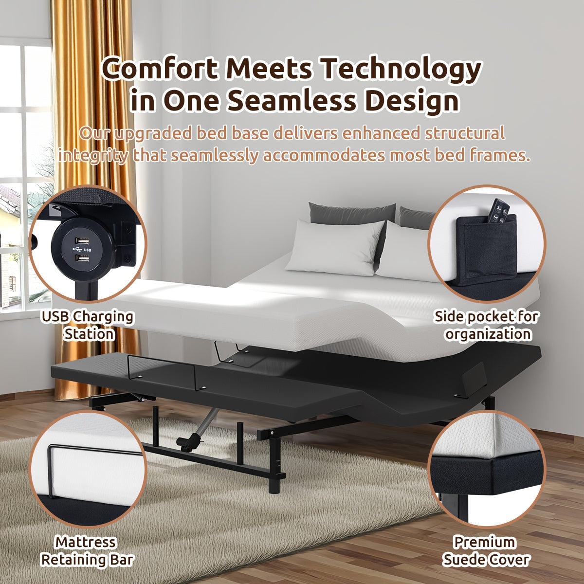Adjustable Bed Frame Base Wireless Remote Zero Gravity USB