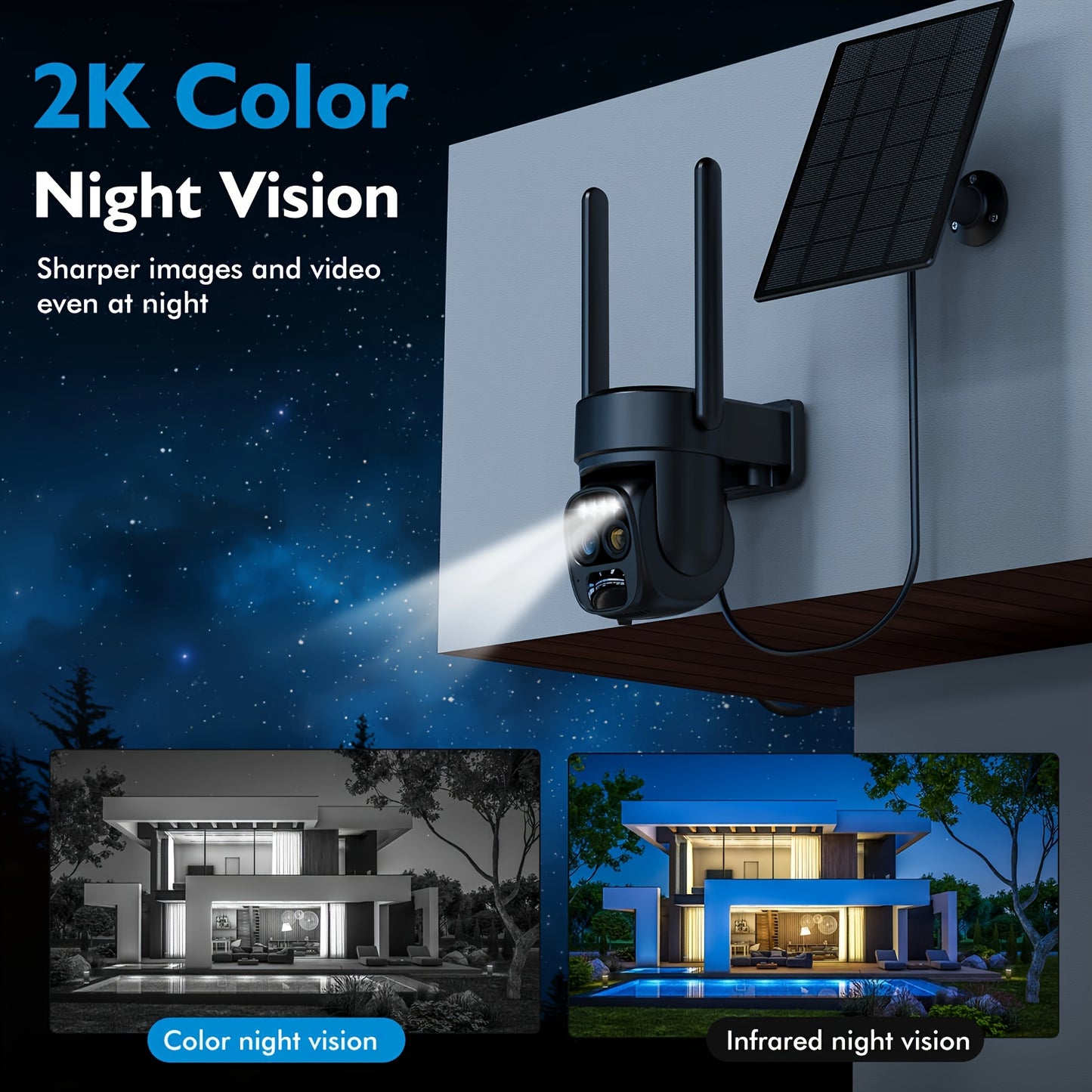 Hawkray 360 Degree Solar Powered WiFi Security Camera System