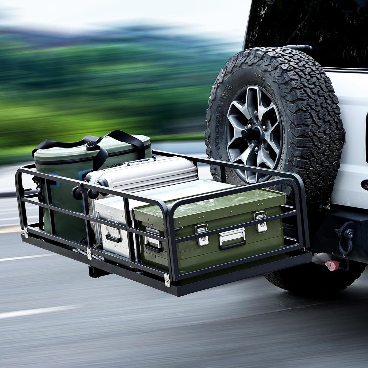 Hitch Mount Cargo Carrier Folding Rack Rear Luggage Basket