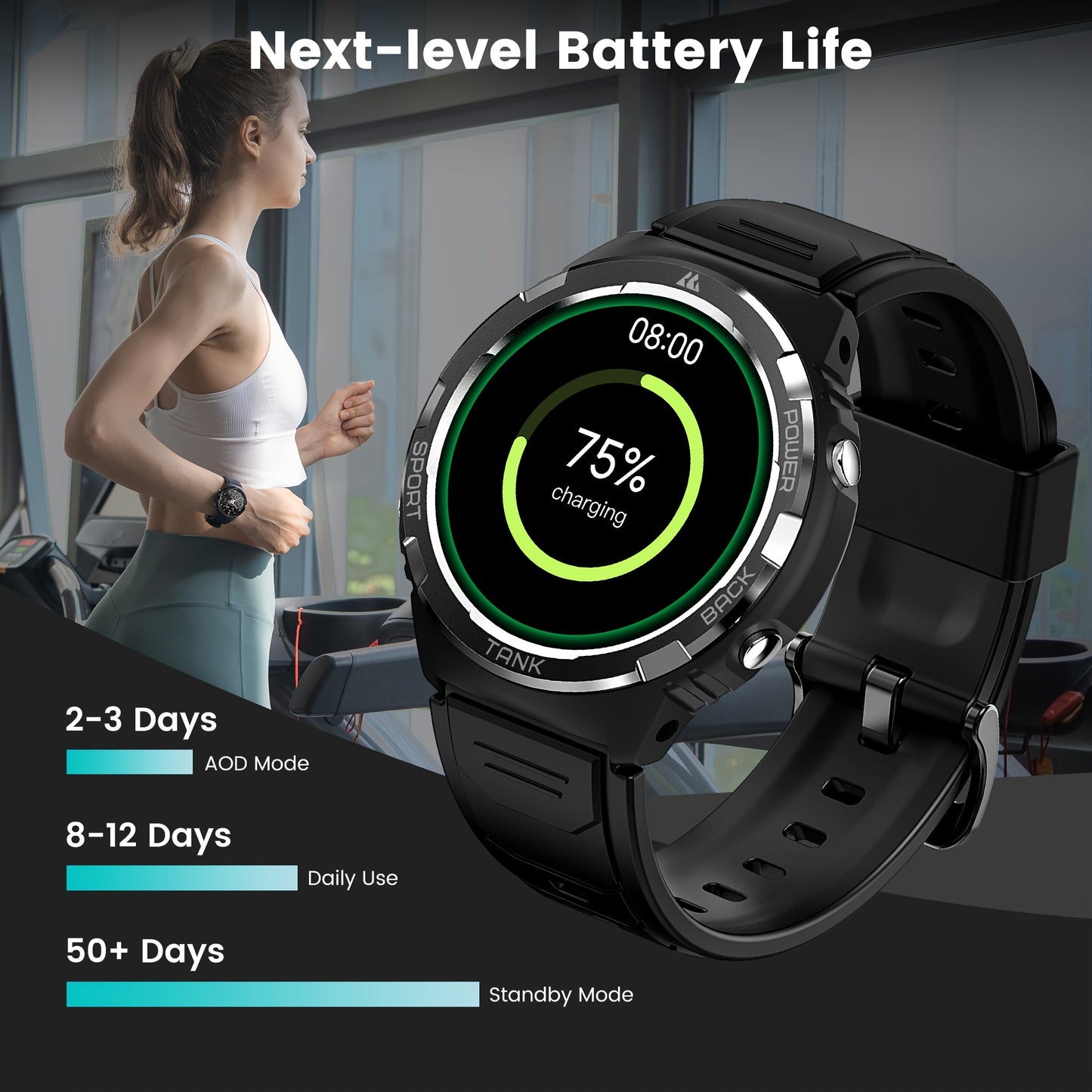 KOSPET TANK S1 Smartwatch with GPS and 5ATM Water Resistance