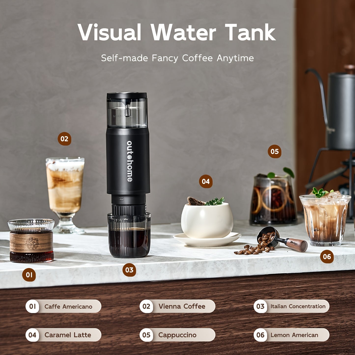 Portable Electric Espresso Machine With One Touch Operation