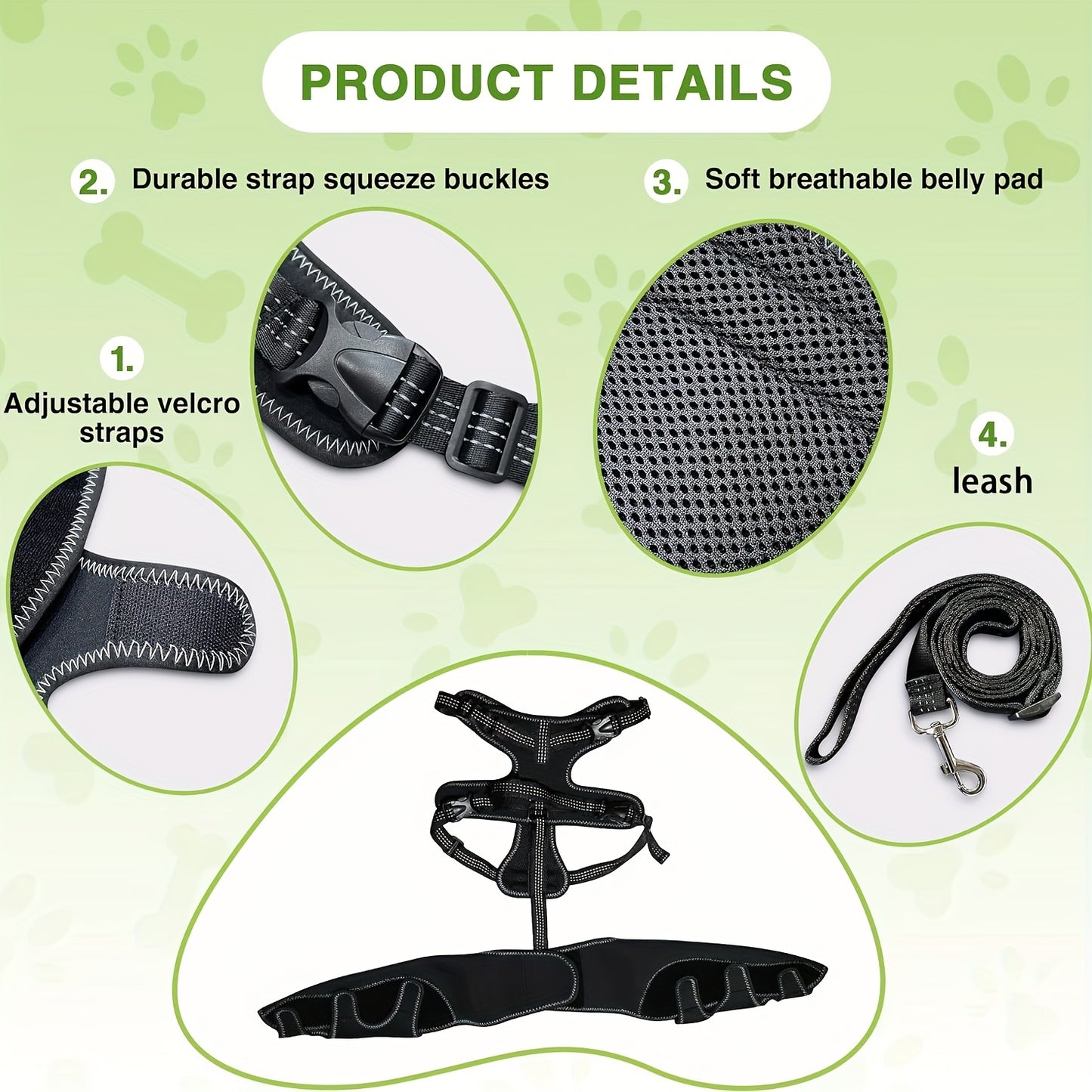 Dog Hind Leg Support Guard With Chest Harness Leash