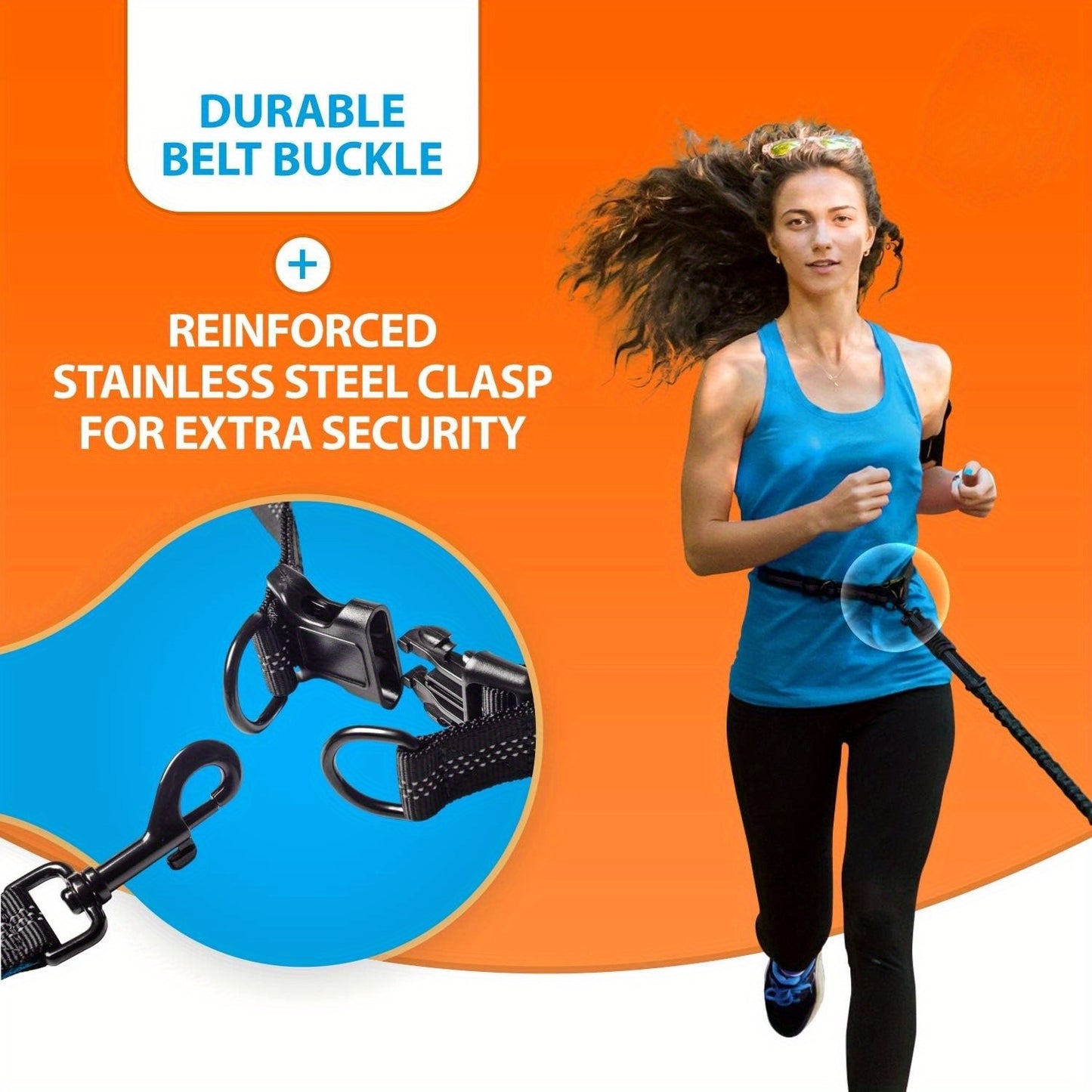 Hands Free Double Dog Leash with Padded Handles and Reflective Stitches