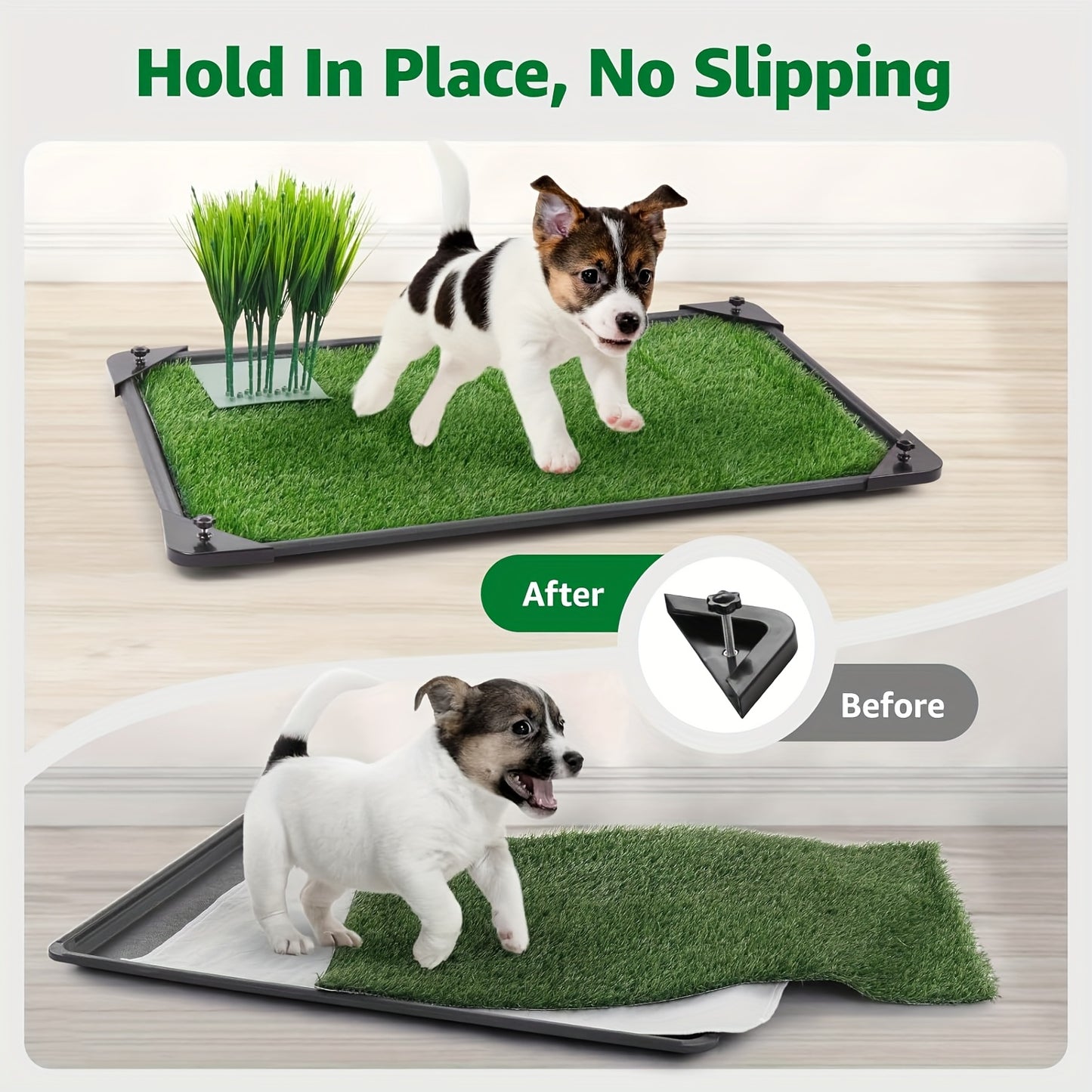 Dog Training Pads with Tray and Pee Baffle Reusable Grass
