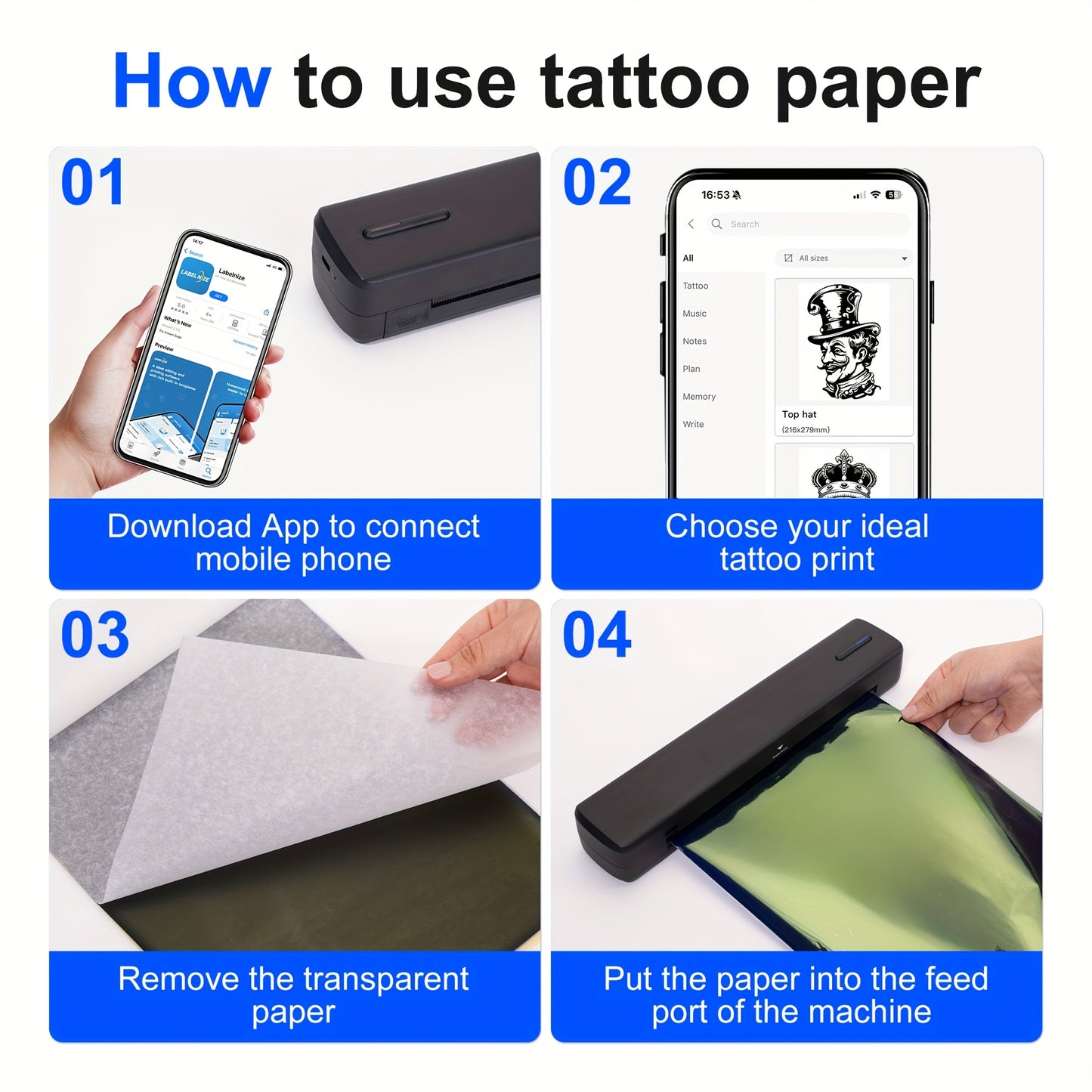 Portable Inkless Thermal Printer For Wireless Mobile Print
