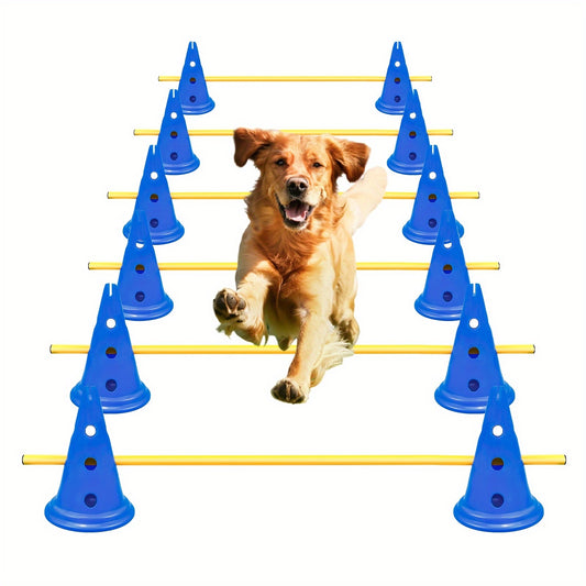 Dog Agility Hurdle Cone Set With Adjustable Obstacle Course